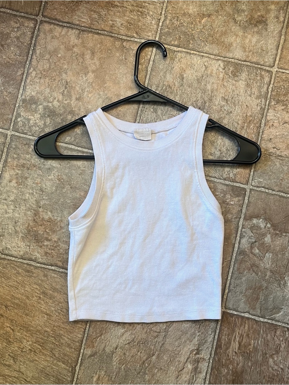 Full Tilt White Ribbed High Neck Crop Tank Top Size Small GUC